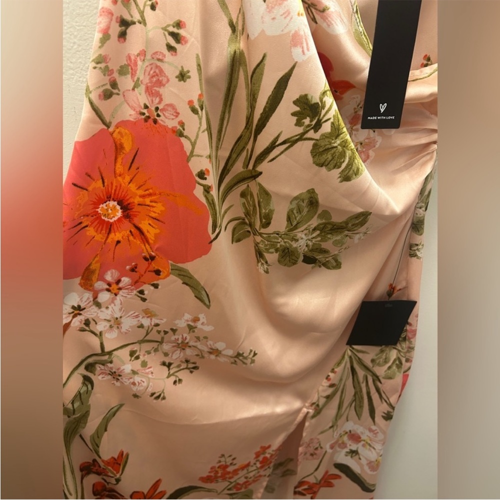 Lulu's Pink Floral Midi Dress with Coral Accents - Picture 6 of 6